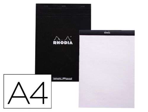 Bloco de notas rhodia black dot pad din a4 80 f 80 gr liso com pontos pretos 5 mm perfurado , Rhodia , 155109 , 3037920185590